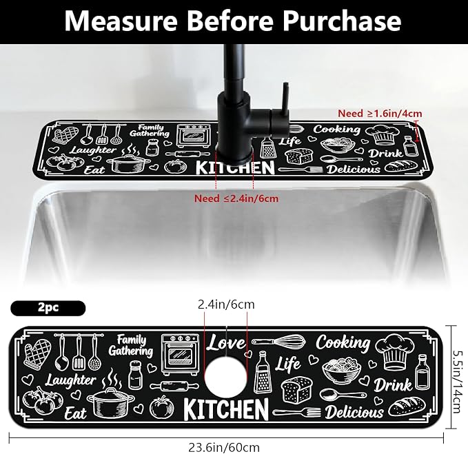 2 Pcs Kitchen Sink Splash Guard Faucet Mat Graffiti Pattern Faucet Mat - Image 2