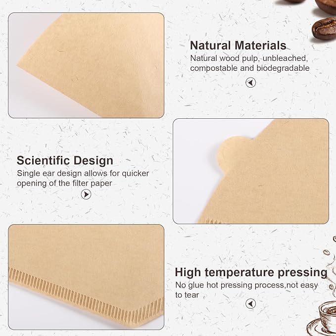 240Pcs Coffee Filters #4, Unbleached Natural Coffee Filters 8-12 Cup, - Image 3