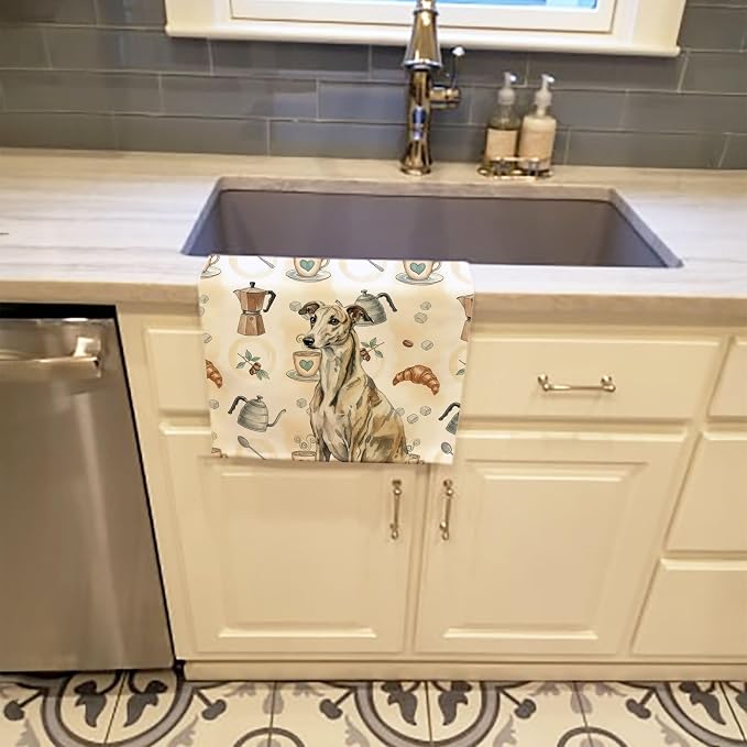 Caroline's Treasures Brindle Whippet Coffee Bar Kitchen Towel Velour Plush - Image 2