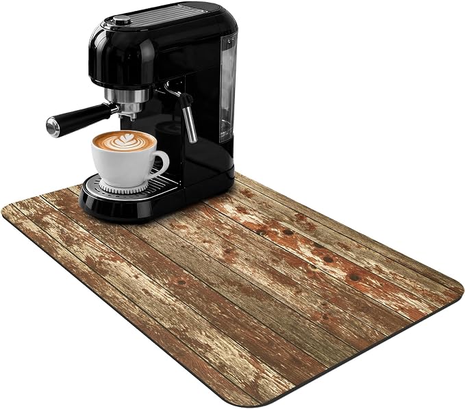 Coffee Mat 19x12 Inch, Wood Grain Coffee Machine Mat, Absorbent Hide Stain by Unknown