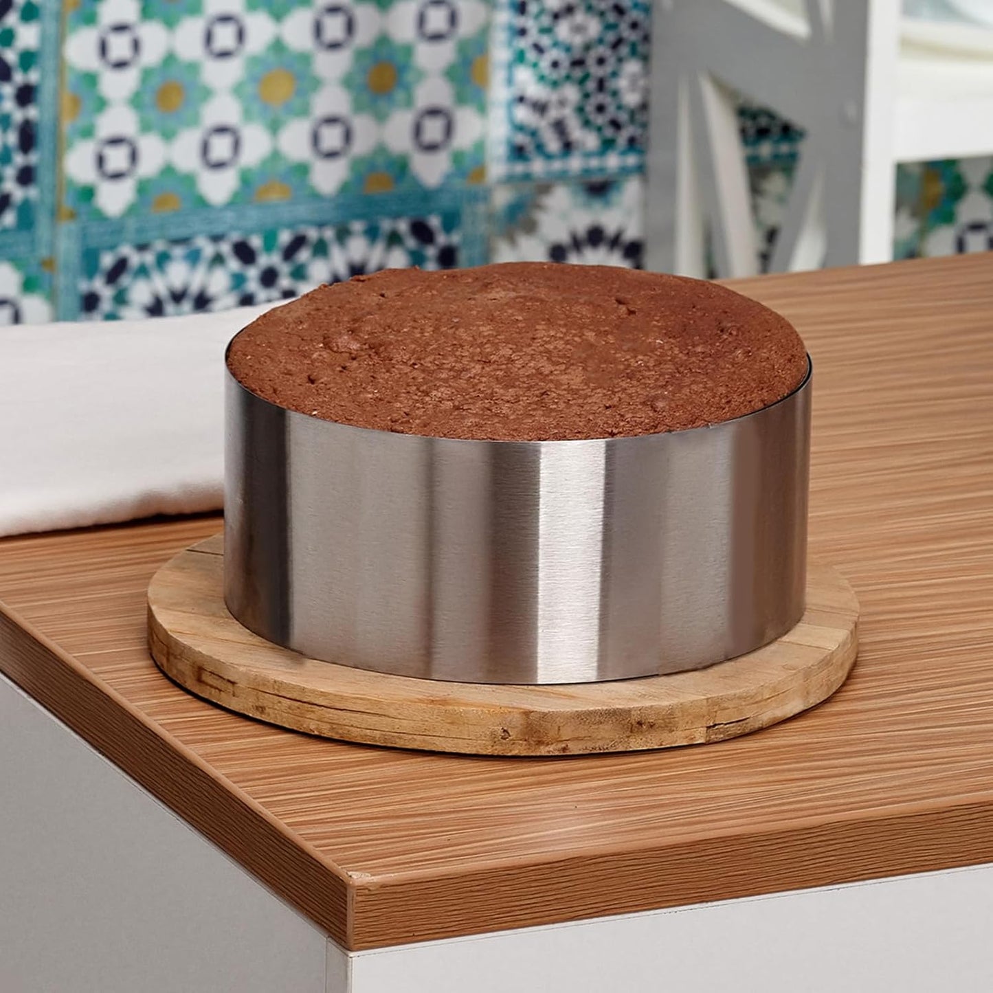 HARFINGTON Round Cake Ring 8 x 2.75 Inch Seamless Stainless Steel Pastry Mousse Dessert Ring Mirror Coating for Baking Cooking Making Tool