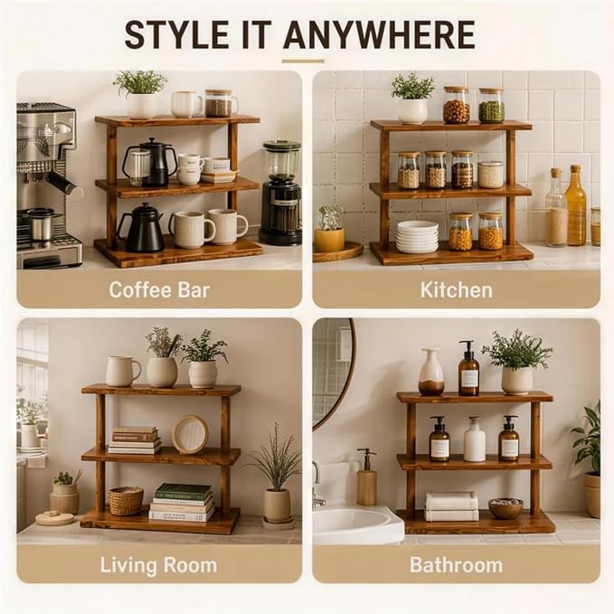 Coffee Station Organizer for Countertop, Coffee Station Organizer, Wooden - Image 5