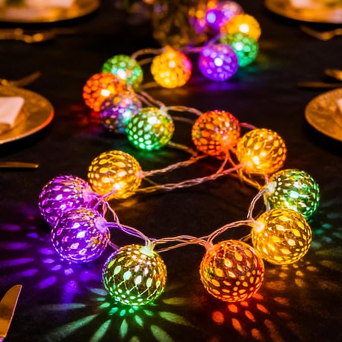 USB & Battery Operated Pastel Metal Ball String Lights Easter Egg Decor by JACUXLSS