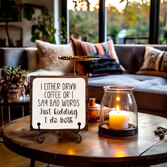 Coffee Bar Sign, 5x5 Inch Wooden Plaque - Image 6
