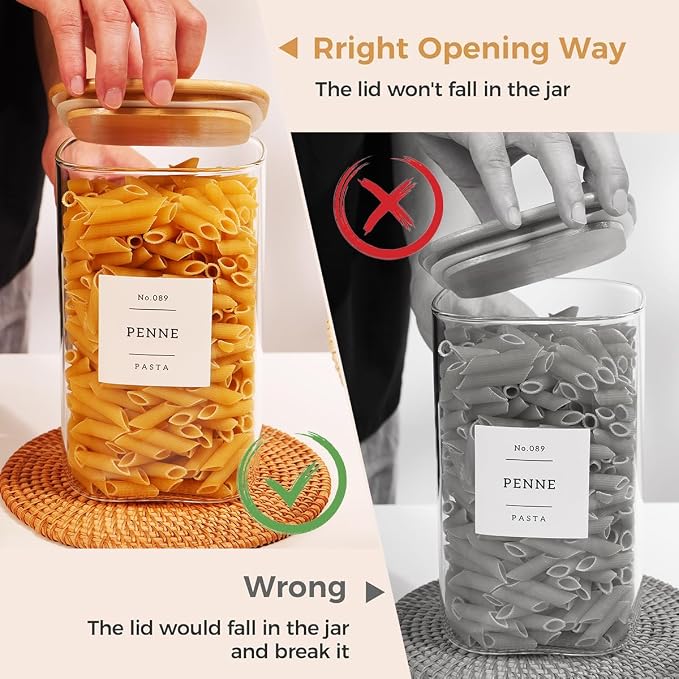 2 Pack large Square Glass Flour and Sugar Containers - Image 6