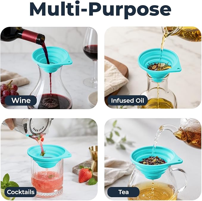 Vespara 2 pack Collapsible Fine Mesh Strainer, 4 Inch Silicone Funnel - Image 5