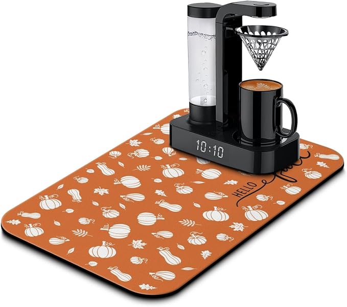 Fun Coffee Mat 19inx12in, Coffee Bar Mat by Kuyig+Home
