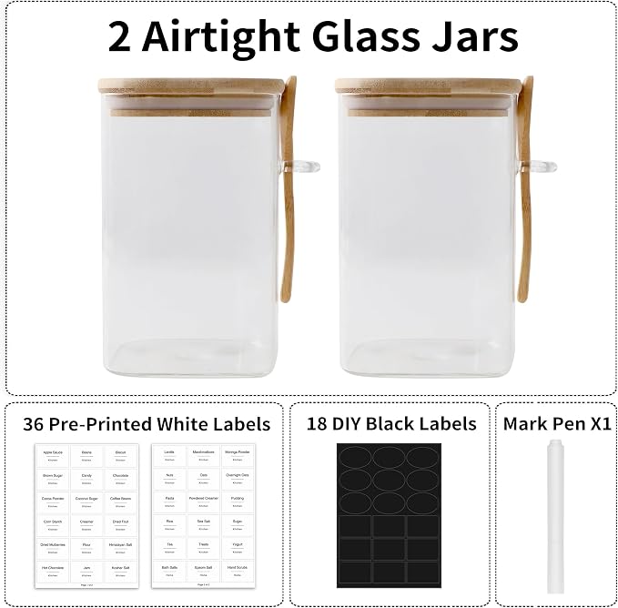 Flour and Sugar Containers - 34 oz Glass Jar - Image 7