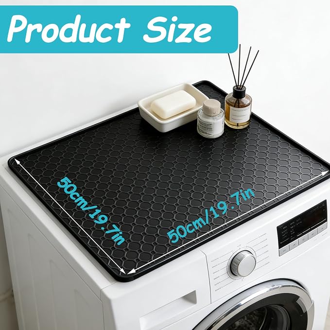 19.7"x19.7" Black Silicone Fridge Tray Mat - Image 2