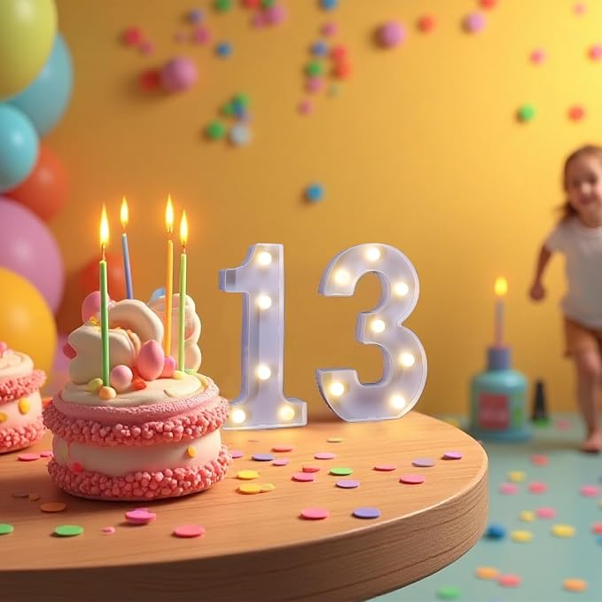 13th Birthday Decoration Light Up Letters, Battery Powered LED Numbers Marquee - Image 4