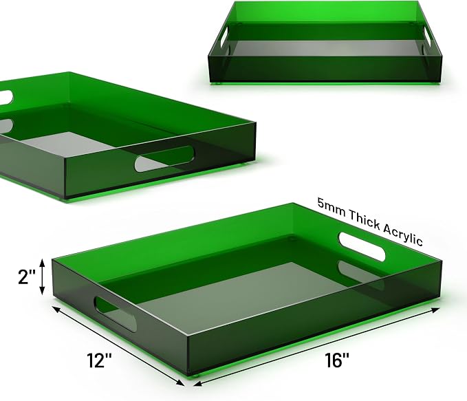 16"x12" Large Acrylic Serving Tray Decorative Ottoman Coffee Table Vanity Tray - Image 3