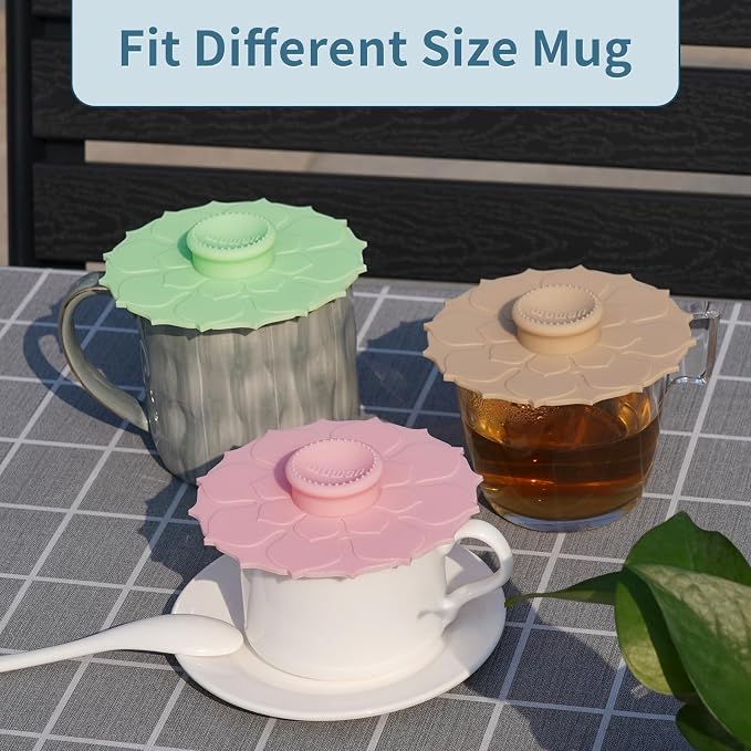 Silicone Cup Covers 4.1 Inch Reusable Silicone Mug and Cup Lids Suction Seal - Image 6