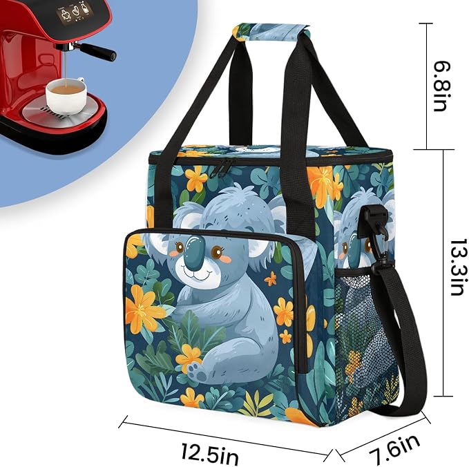 Cartoon Koala Coffee Maker Carring Bag, Large Insulated Storage Organizer Case - Image 2