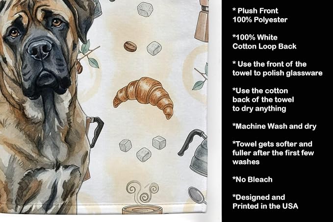 Caroline's Treasures Brindle Mastiff Coffee Bar Kitchen Towel Velour Plush - Image 4
