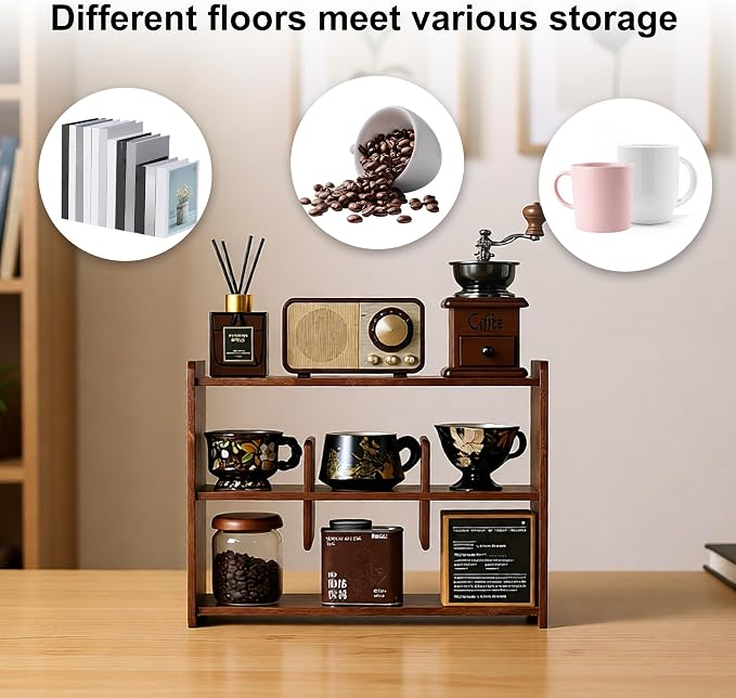 Coffee Cup Holder for Countertop Walnut Wood Coffee Mugs Holder for Kitchen Mug - Image 4