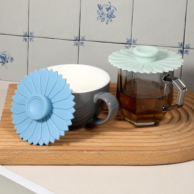 2 Pcs Silicone Cup Covers, Reusable Silicone Lids Tea Mug Topper Universal - Image 7