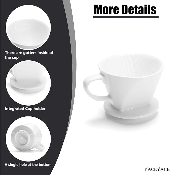 Ceramic Coffee Dripper, Medium Pour Over Coffee Dripper - Image 3