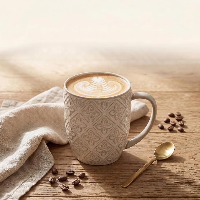 Coffee Mugs 16 Oz, Ceramic Coffee Mugs Set of 4, Large Embossment Cups - Image 9