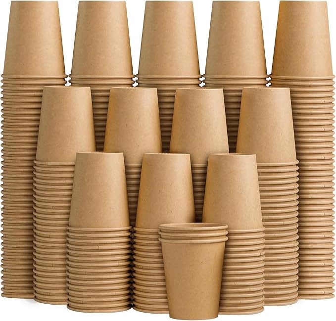 Clawsoff 400 Pack 8 oz Paper Cups, Unbleached Paper Cups by BuyNow