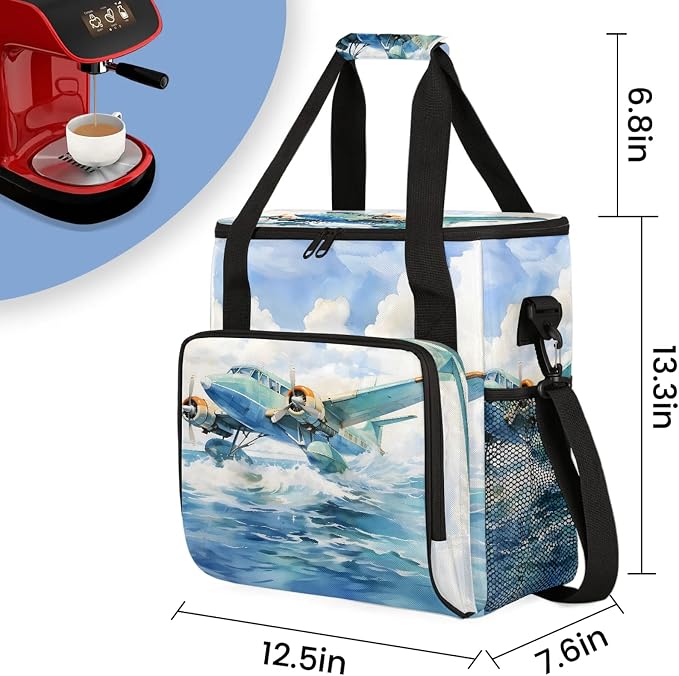 Aircraft Pattern Coffee Maker Carring Bag, Large Insulated Storage Organizer - Image 2