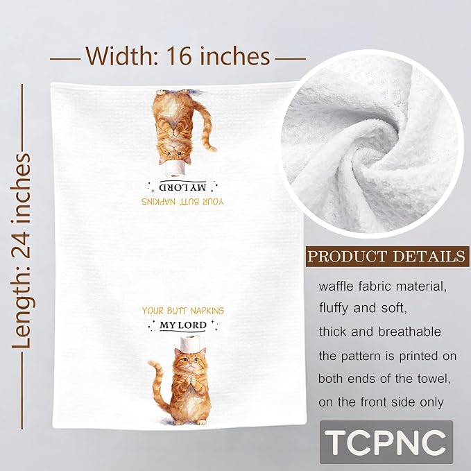 Funny Orange Cat Hand Towel, Cute Orange Cat Bathroom Towel - Image 7