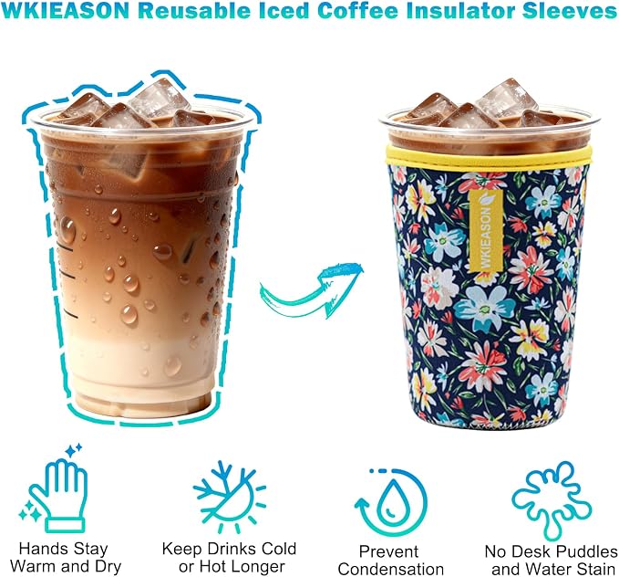 WK IEASON Reusable Iced Coffee Insulator Sleeve - Image 3