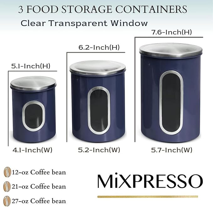 Mixpresso 3-Piece Blue Canisters Sets - Image 2
