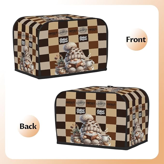 Dwarf Coffee Bean Cookies Toaster Cover 4 Slice Wide Slot Washable Appliance - Image 3