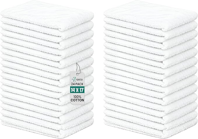 ZUPERIA Terry Towels Pack of 24 100% Cotton Terry Barmop Towels by Zuperia