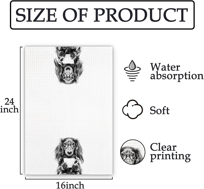 Long Haired Dachshund Gifts Coffee Kitchen Towels, Gifts - Image 7