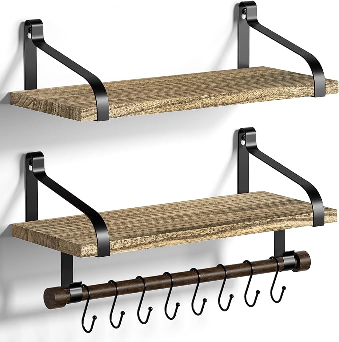 Love-KANKEI Floating Shelves Wall Mounted Set of 2, L17.3 x W7.3 Inch Storage by Love-KANKEI
