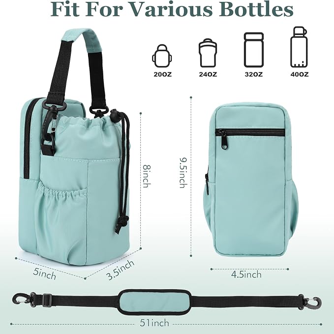 Water Bottle Holder with Strap, 32/40oz Insulation Water Bottle Carrier Bag - Image 5
