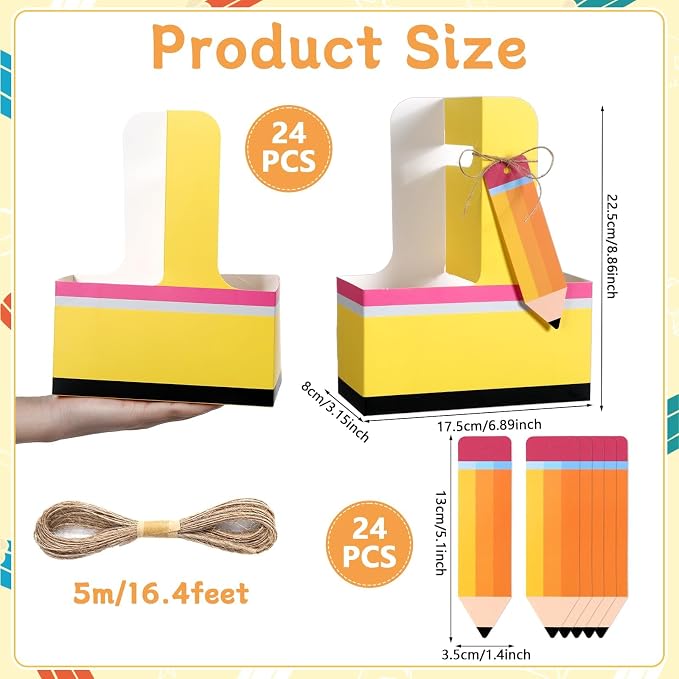 24 Set Teacher Appreciation Gifts Pencil 2 Cup Drink Carrier - Image 2