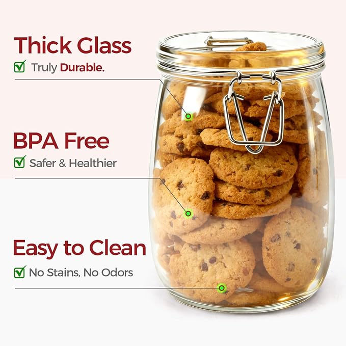 34oz 6 Pack Glass Jars with Airtight Lids - Image 6