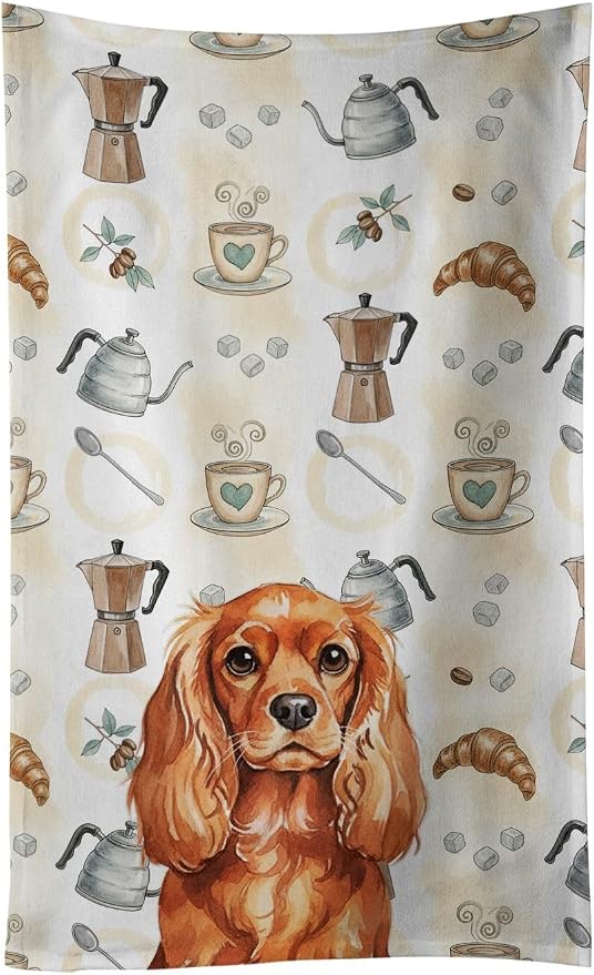 Caroline's Treasures Ruby English Toy Spaniel Coffee Bar Kitchen Towel Velour by CarolinesTreasures