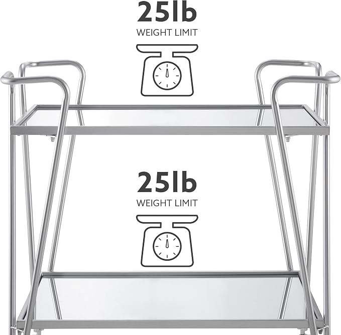 Linon Gina Silver Mid Century Bar Cart - Image 8
