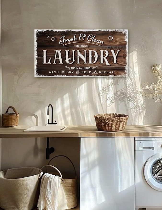 IPIC - Laundry Room Decor, Rustic Canvas Wall Art Print on Acid-Free Cotton - Image 2
