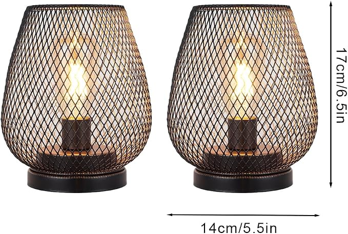 JHY DESIGN Set of 4 Metal Cage LED Lantern Battery Powered Cordless Accent Light - Image 3