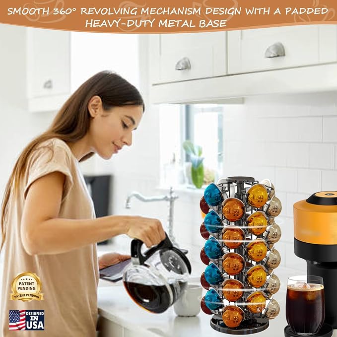 BLACKSMITH FAMILY Coffee Pods Holder Organizer, 360 Degrees Revolving Pod - Image 7