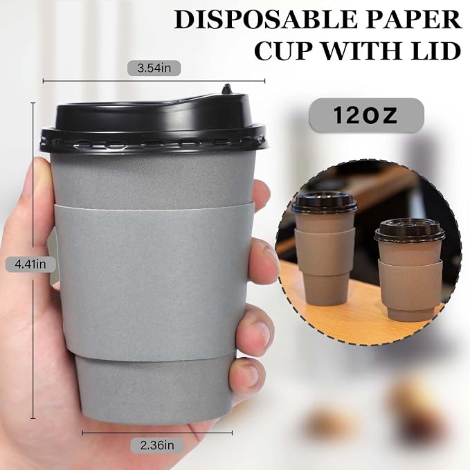 Clawsoff 100 Pack 12 oz Disposable Paper Coffee Cups - Image 2