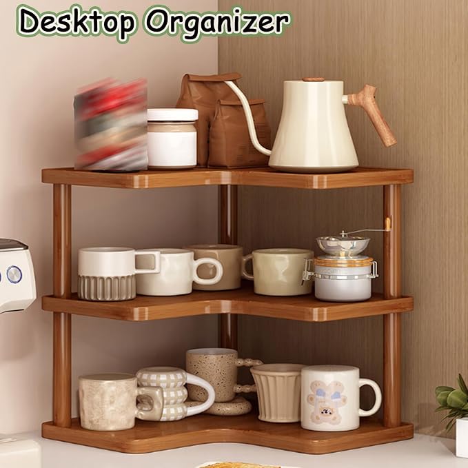 Corner Mug Organizer, Coffee Mug Display Rack, Mug Holder Countertop, Kitchen - Image 2