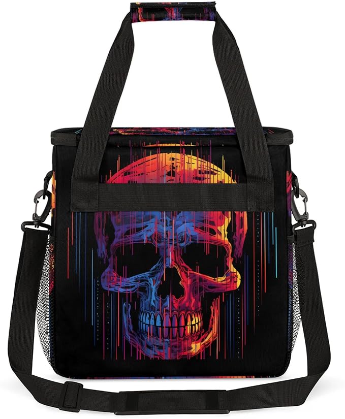 Funny Skull Skeleton Coffee Maker Carring Bag, Large Insulated Storage - Image 5