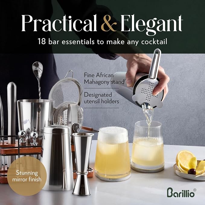 Barillio Bartender Kit – 23-Piece Stainless-Steel Cocktail Shaker Set - Image 4