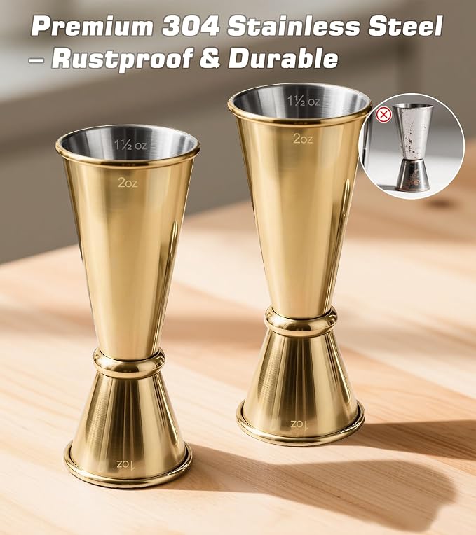 2-Pack Stainless Steel Cocktail Jiggers – Japanese Style Double Measuring Cups - Image 4