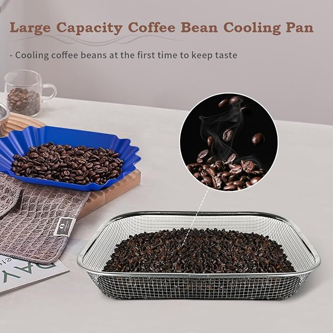 CAFEMASY 3 Pack Stainless Steel Coffee Roasting Cooling Mesh Pan Tray - Image 3