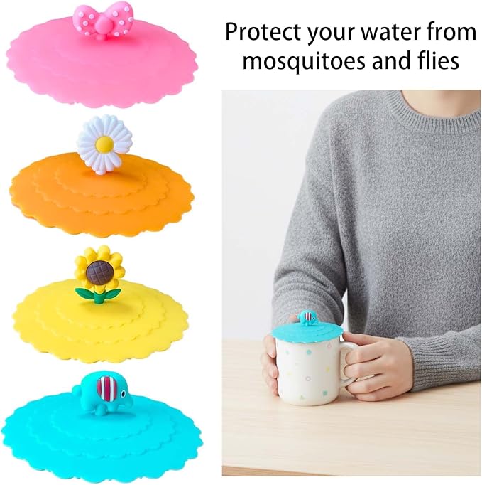 8 Pcs Silicone Cup Covers, Colorful Anti-Dust Coffee Cup Lid Covers - Image 4