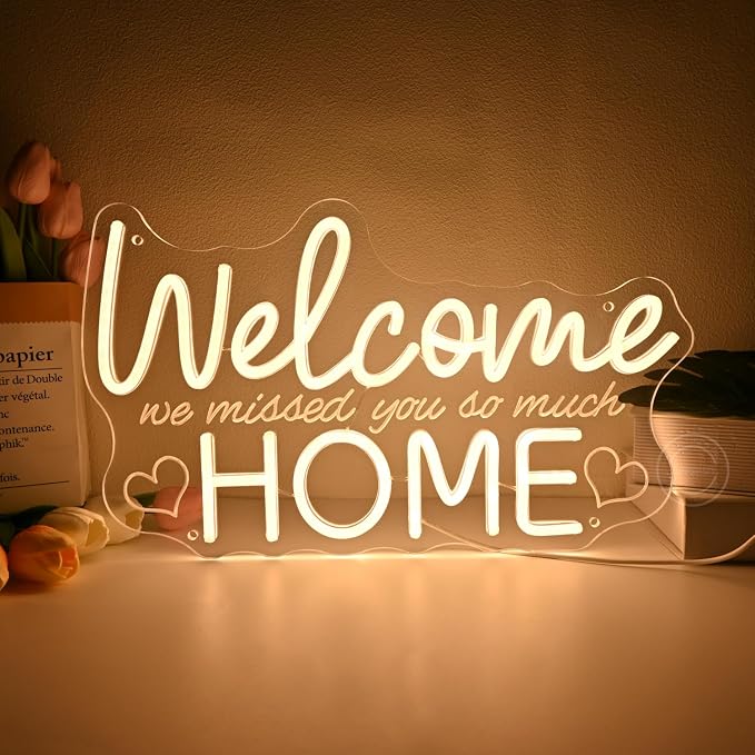 Britrio Welcome Home Neon Sign Family Housewarming Sign LED Wall Decor by Britrio