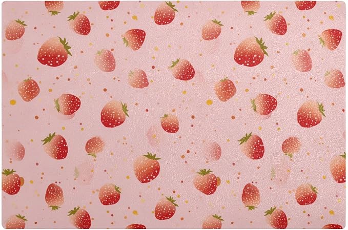Red Dots Strawberry Coffee Mat Coffee Bar Maker Backed Absorbent Nonslip by QwThum