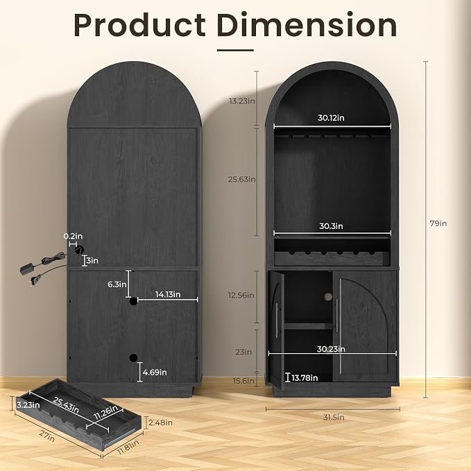 Fatmok 79" Arched Pantry Cabinet - Image 2