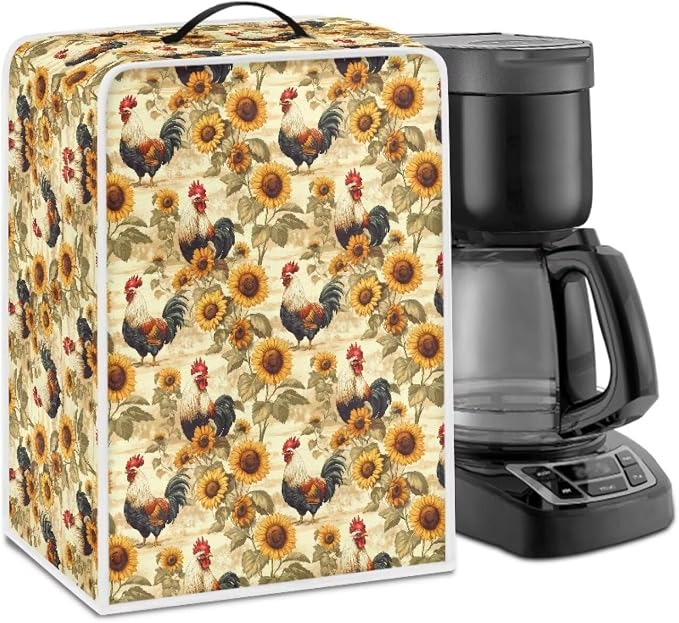 Rooster Sunflower Coffee Machine Dust Cover Compatible by Unknown